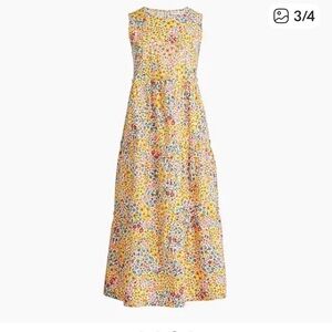 NWOT J. Crew mixed floral tiered dress warm clementine $118 party spring casual